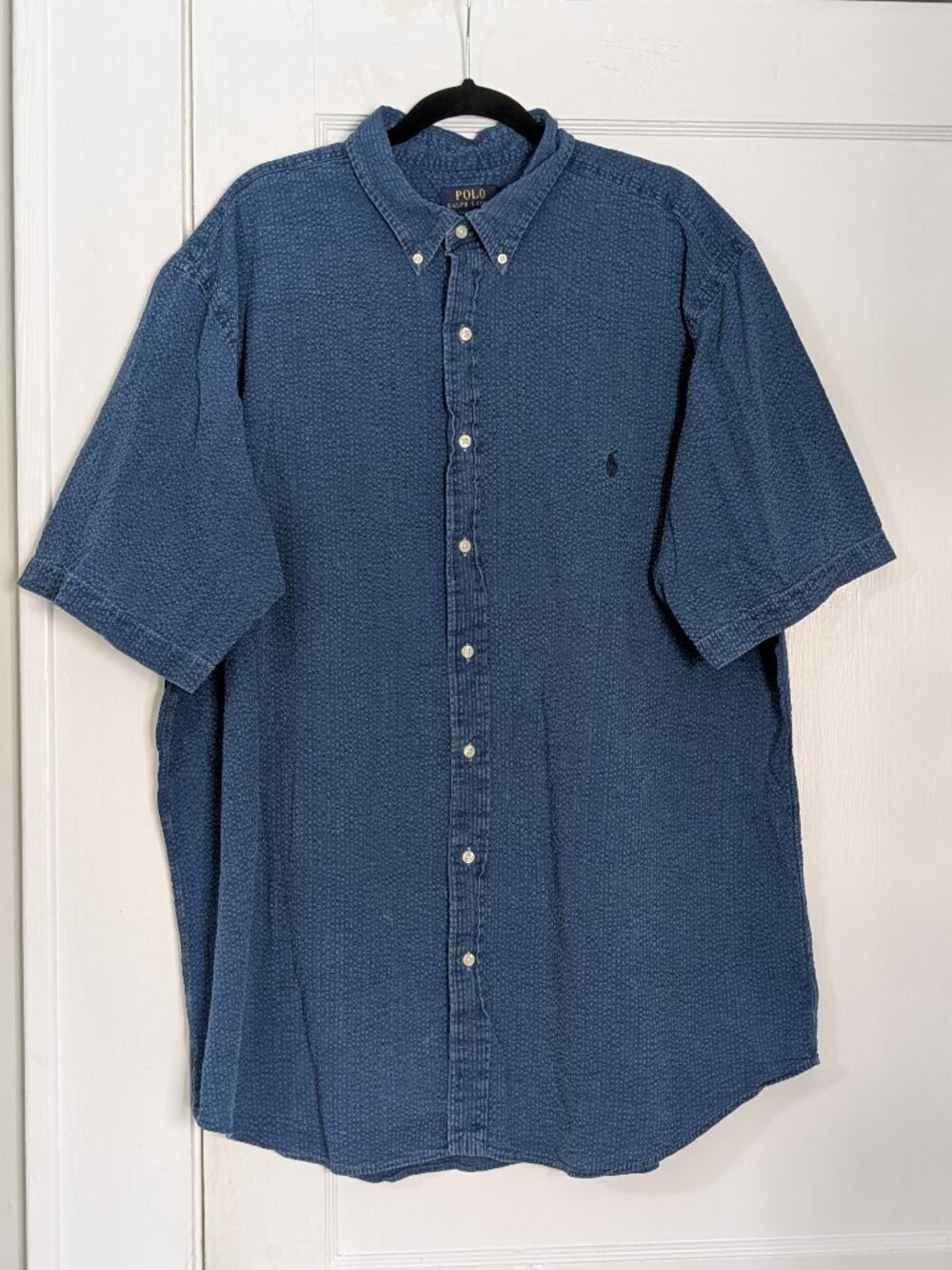Polo Ralph Lauren Blue Button Up Shirt Men's Size 2XLT Guaranteed To Wrinkle